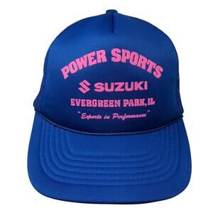 Power Sports Suzuki Snapback Rope Trucker Hat Blue One Size Adjustable